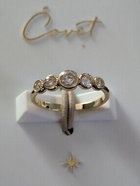 Covet Gold-tone Five-Stone Cubic Zirconia Ring - White